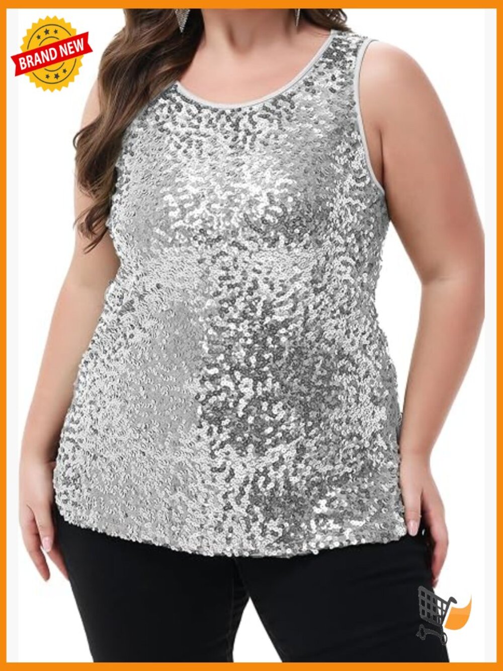 Plus Size Sleeveless Sequin Tank Top Sparkle Shine Top